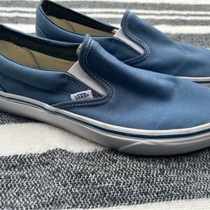 Vans Blue Canvas Slip-On Loafers with Elastic Panels